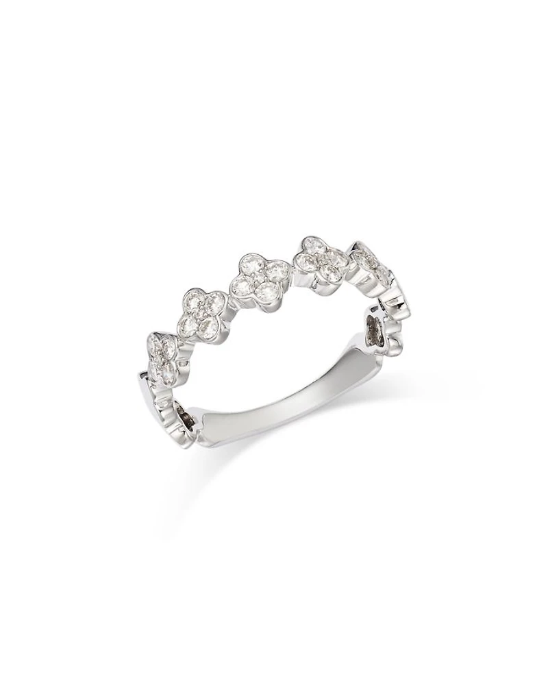 Diamond Clover Cluster Band in 14K White Gold, 0.44 tcw