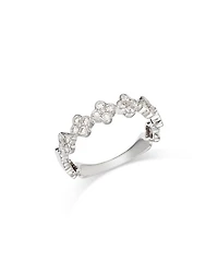 Diamond Clover Cluster Band in 14K White Gold, 0.44 tcw