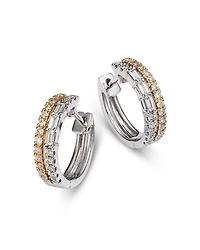 Bloomingdale's Fine Collection Diamond Round & Baguette Small Double Hoop Earrings