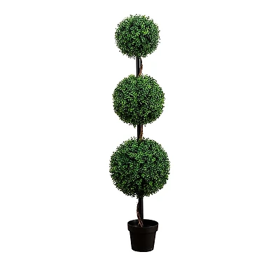 Nearly Natural 5' Artificial Triple Ball Boxwood Topiary Tree (Indoor/Outdoor)