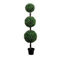 Nearly Natural 5' Artificial Triple Ball Boxwood Topiary Tree (Indoor/Outdoor)