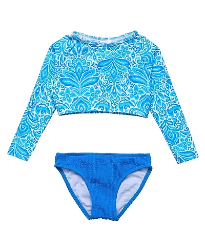 Snapper Rock Unisex Santorini Blue Crop Long Sleeve Rash Set