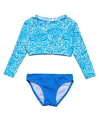 Snapper Rock Unisex Santorini Blue Crop Long Sleeve Rash Set