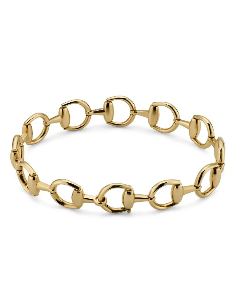 18K Yellow Gold Horsebit Open Link Chain Bracelet