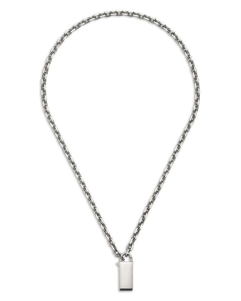 Sterling Silver Trademark Lock Clasp Pendant Necklace, 20"
