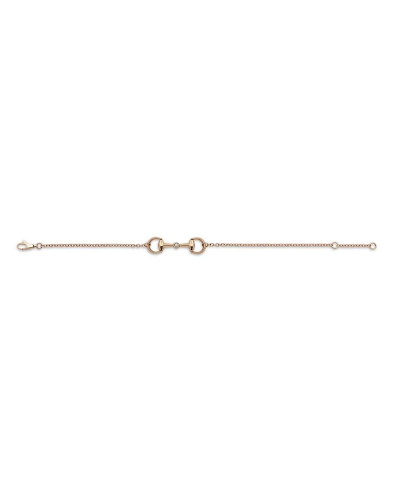 18K Rose Gold Horsebit Diamond Accented Chain Bracelet