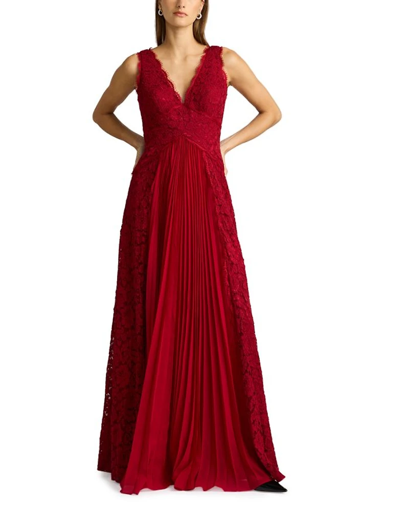 Pleated Lace Gown