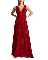 Pleated Lace Gown