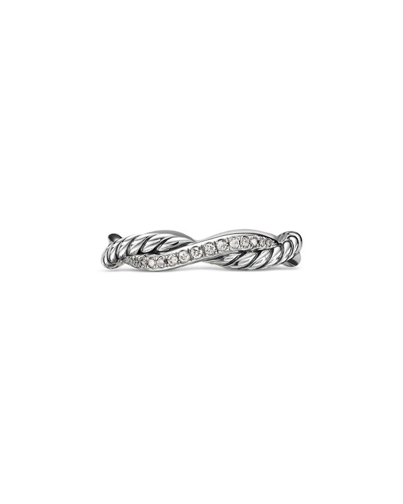 Sterling Silver Petite Infinity Twisted Ring with Diamonds