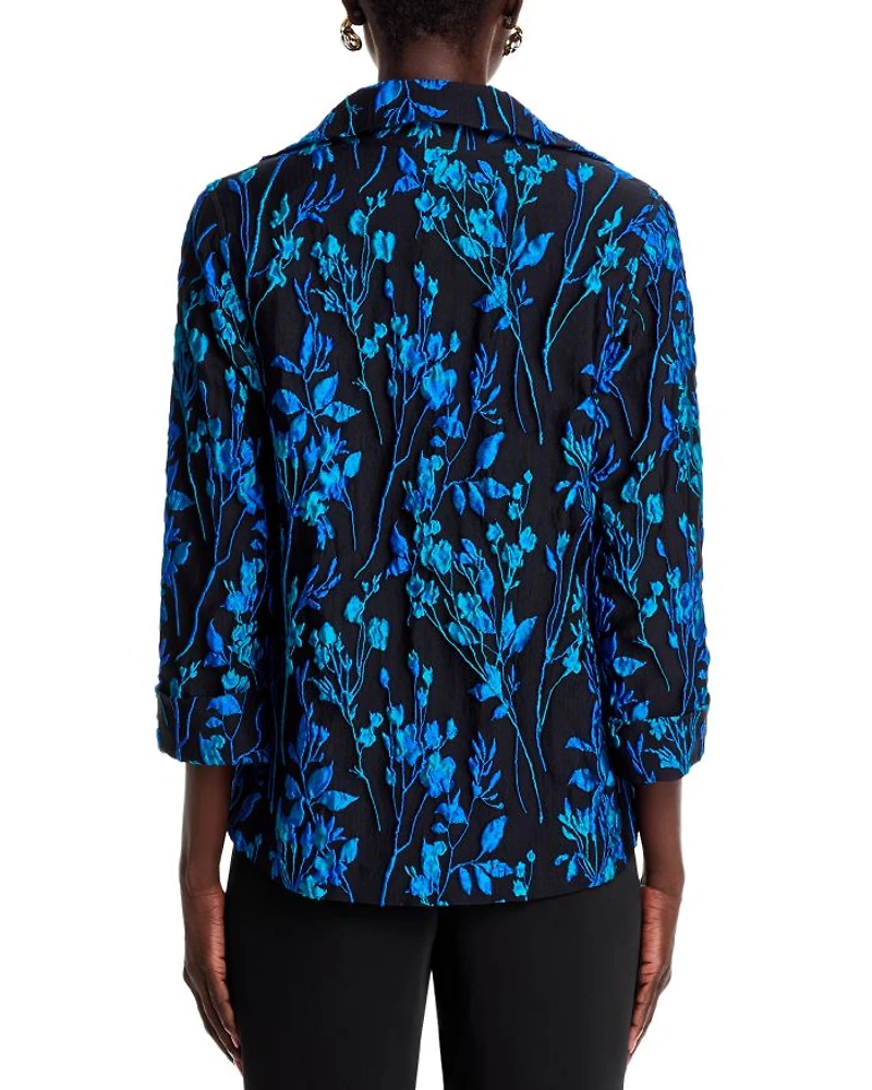 Floral Jacquard A Line Jacket
