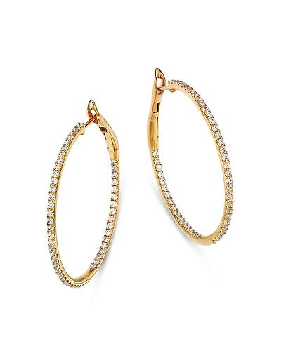 Bloomingdale's Fine Collection 14K Yellow Gold Diamond Inside Out Round Hoop Earrings