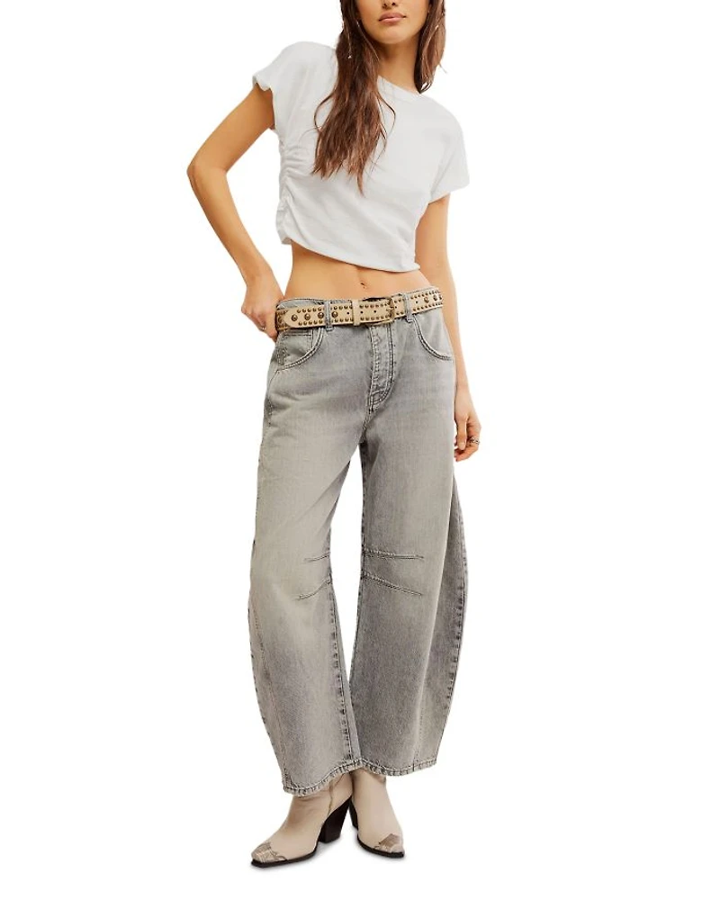 We The Free Good Luck Mid Rise Barrel Jeans Falcon Grey