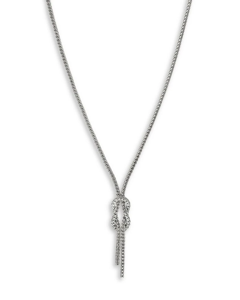 Sterling Silver Love Knot Woven Chain Lariat Necklace, 16-18"