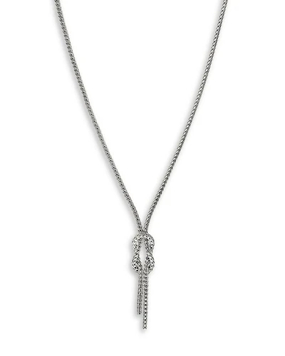 Sterling Silver Love Knot Woven Chain Lariat Necklace, 16-18"