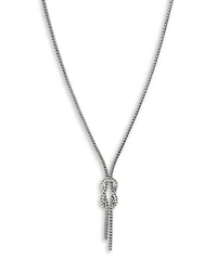 Sterling Silver Love Knot Woven Chain Lariat Necklace, 16-18"