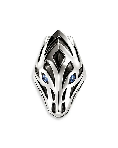 Men's Sterling Silver Naga Blue Sapphire Snake Ring