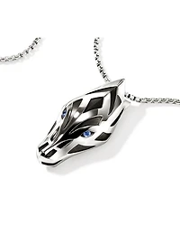 Men's Sterling Silver Naga Blue Sapphire Snake Pendant Necklace, 22"