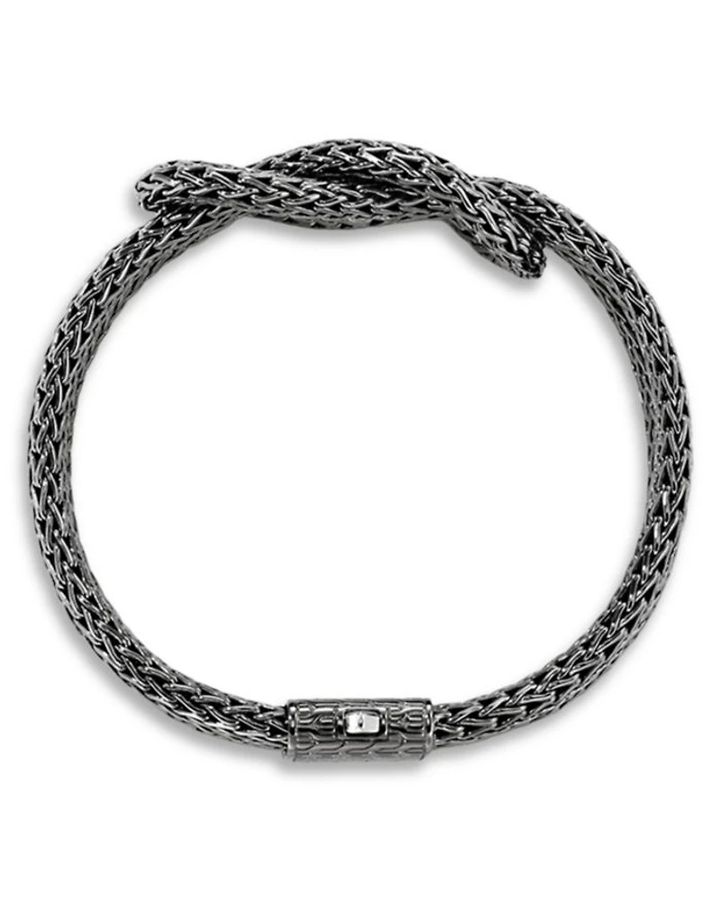 Black Rhodium Plated Sterling Silver Love Knot Woven Chain Statement Bracelet