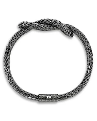 Black Rhodium Plated Sterling Silver Love Knot Woven Chain Statement Bracelet