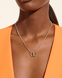 14K Yellow Gold & Sterling Silver JH Essentials Linked Ring Pendant Necklace, 16"-18"