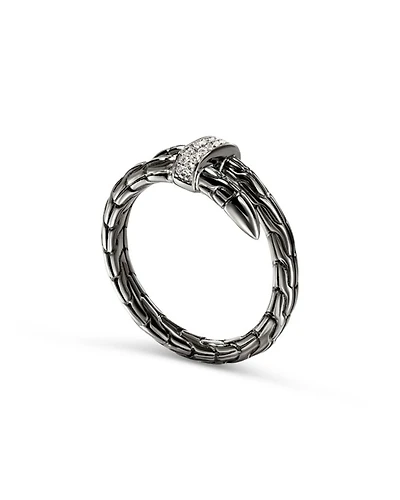Black Rhodium-Plated Sterling Silver Spear Diamond Wrap Ring