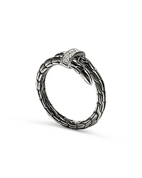 Black Rhodium-Plated Sterling Silver Spear Diamond Wrap Ring
