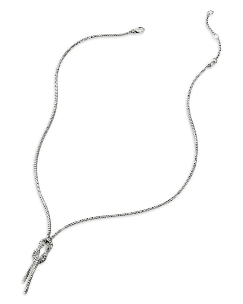 Sterling Silver Love Knot Woven Chain Lariat Necklace, 16-18"