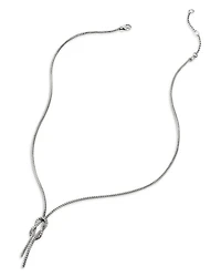 Sterling Silver Love Knot Woven Chain Lariat Necklace, 16-18"
