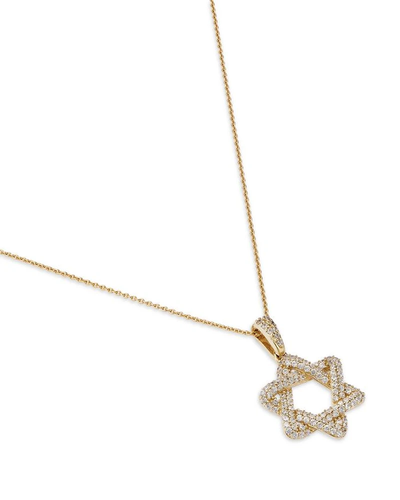 Diamond Star of David Pendant Necklace in 14K Yellow Gold, 0.33 tcw