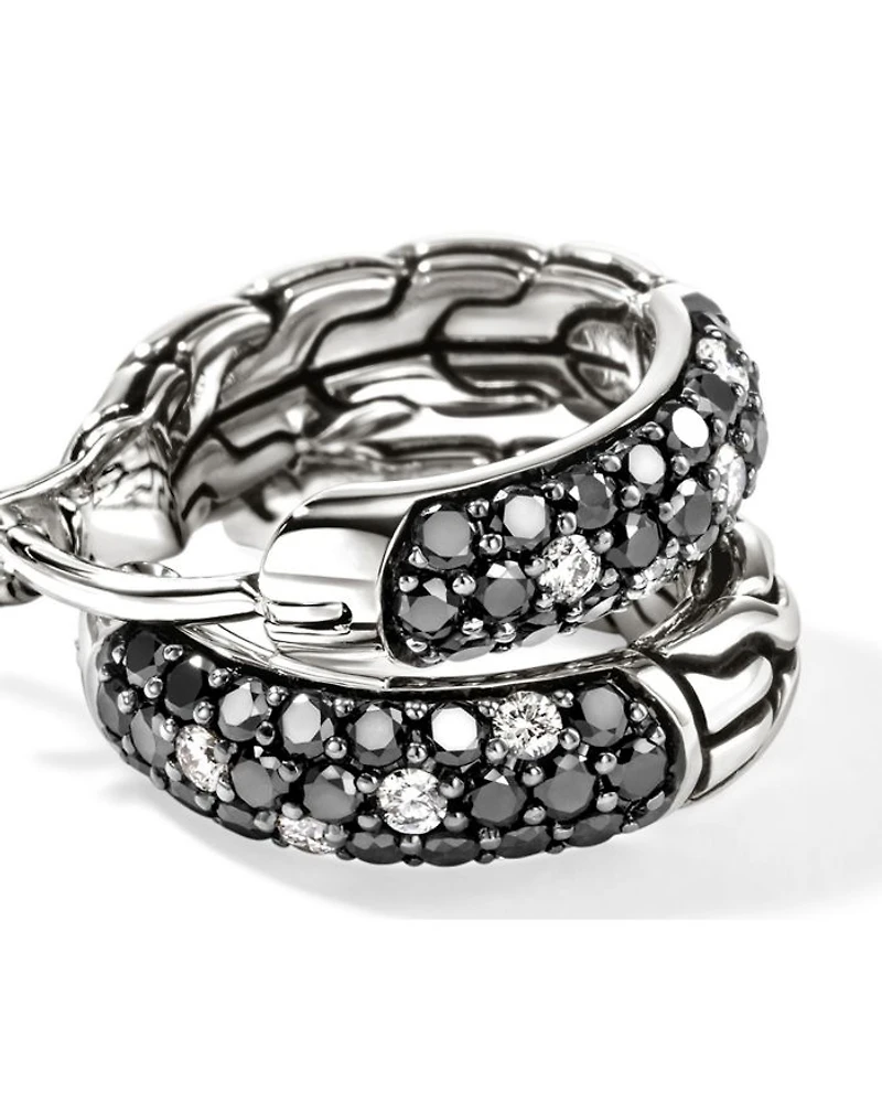 Sterling Silver JH Essentials Diamond Pavé Black Sand Small Hoop Earrings