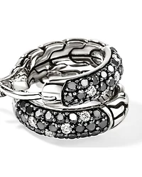 Sterling Silver JH Essentials Diamond Pavé Black Sand Small Hoop Earrings