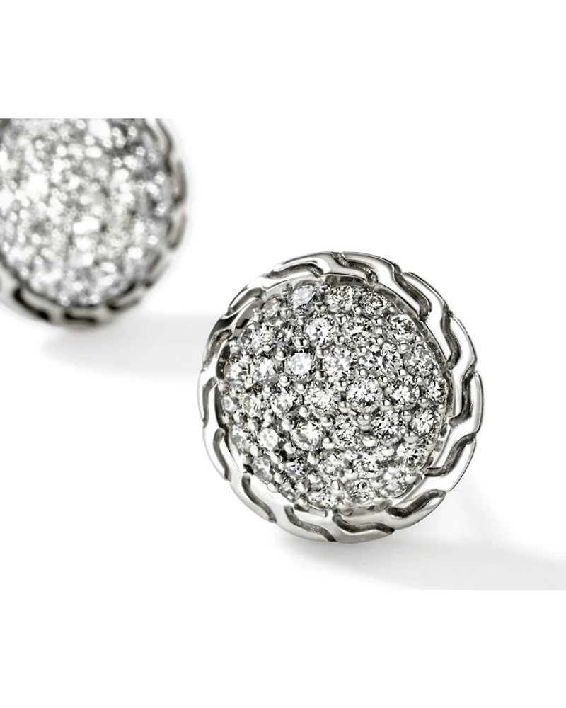 Sterling Silver JH Essentials Diamond Pavé Stud Earrings, 0.55 tcw
