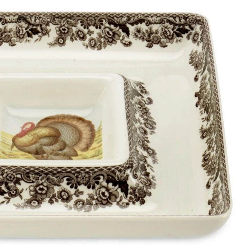 Woodland Turkey Square Chip & Dip Server