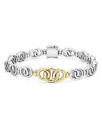 Lagos 18K Yellow Gold & Sterling Silver Signature Caviar Interlocking Link Bracelet