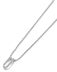 Sterling Silver Caviar Spark Diamond U Pendant Necklace