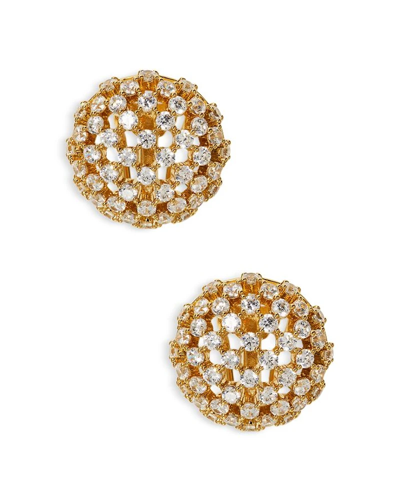 Cubic Zirconia Pavé Juno Dome Stud Earrings