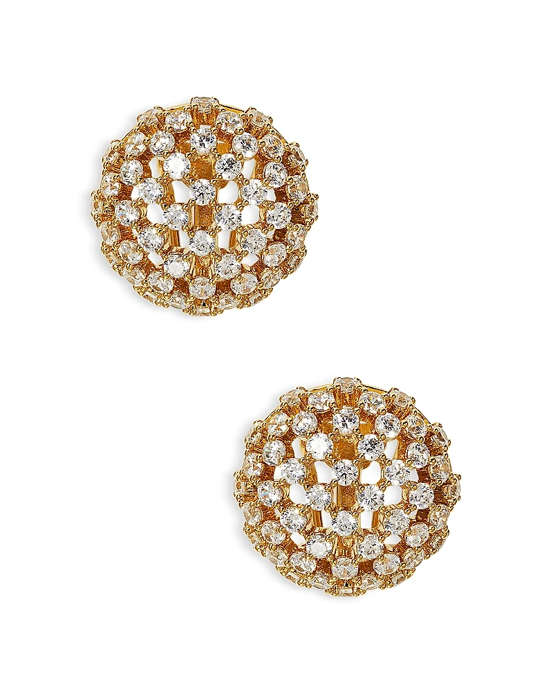Nadri Cubic Zirconia Pave Juno Dome Stud Earrings