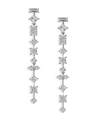 Rare Jewels Cubic Zirconia Linear Drop Earrings Rhodium Plated