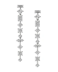 Nadri Rare Jewels Cubic Zirconia Linear Drop Earrings Rhodium Plated