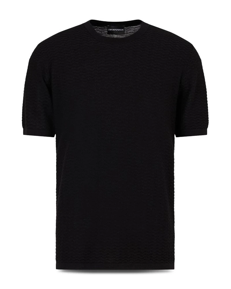 Allover Jacquard Short Sleeve Sweater