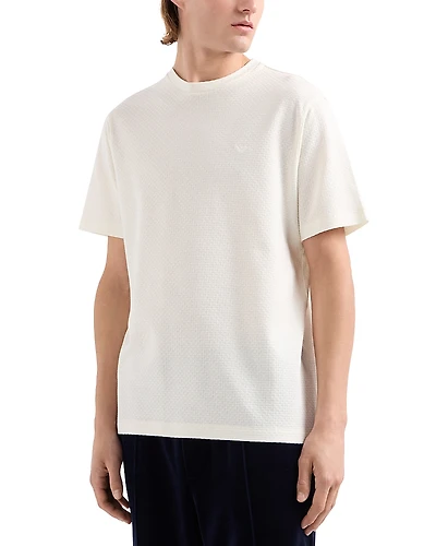Emporio Armani Allover Monochrome Jacquard Jersey Tee