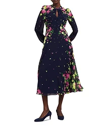 Eva Floral Print Silk Midi Dress