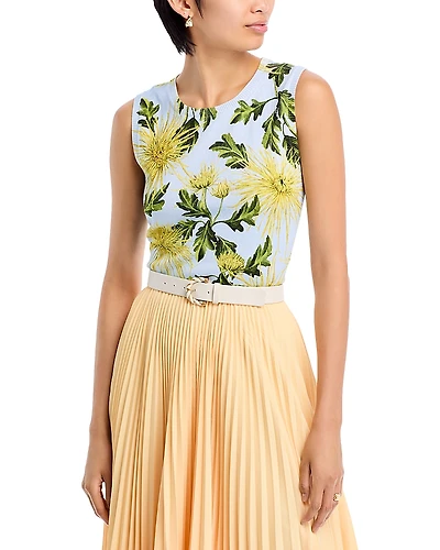 Oscar de la Renta Chrysanthemum Printed Tank Top
