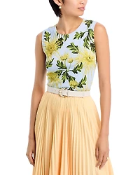 Oscar de la Renta Chrysanthemum Printed Tank Top