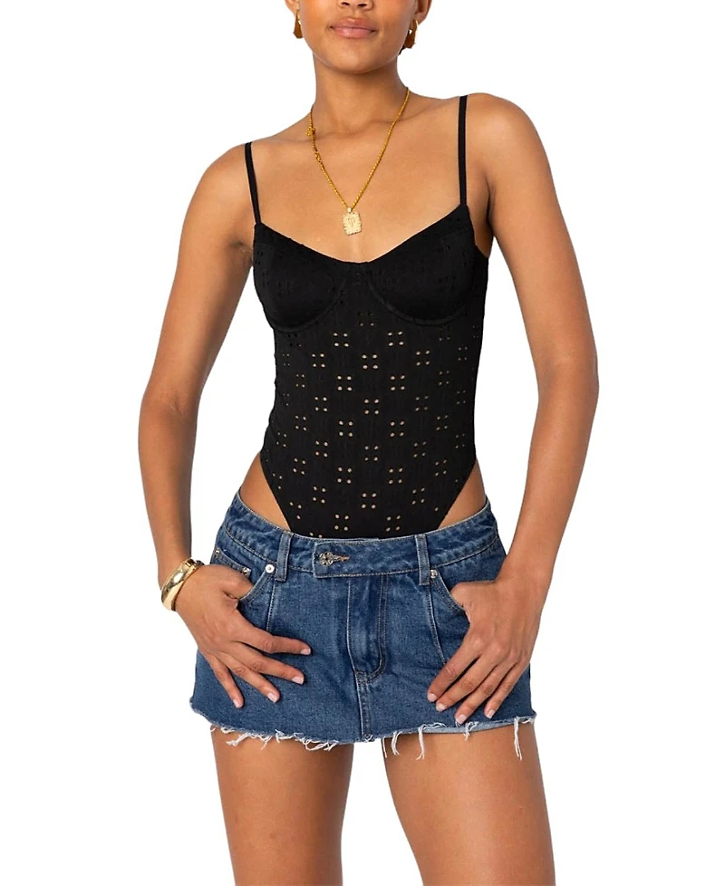 Edikted Raven Cupped Eyelet Bodysuit