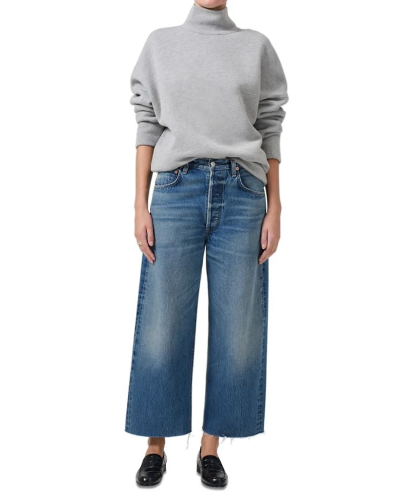 Ayla Raw Hem High Rise Cropped Wide Leg Jeans Doheny