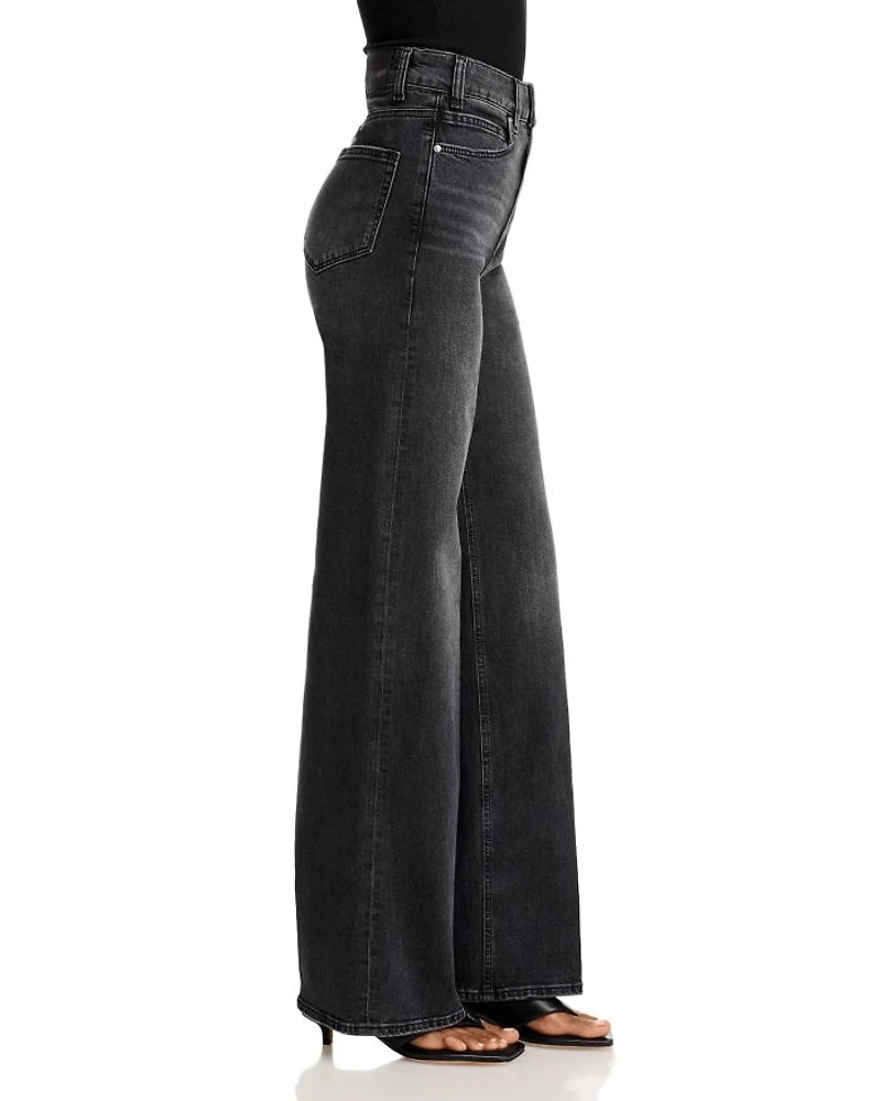 Sasha High Rise Wide Leg Jeans Viper Black Distressed