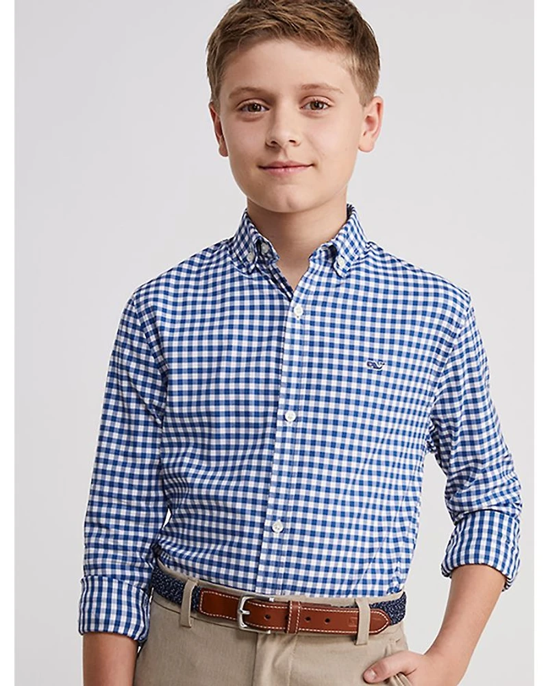 Boys' On-The-Go Brrr° Gingham Button Down Shirt - Little Kid, Big Kid