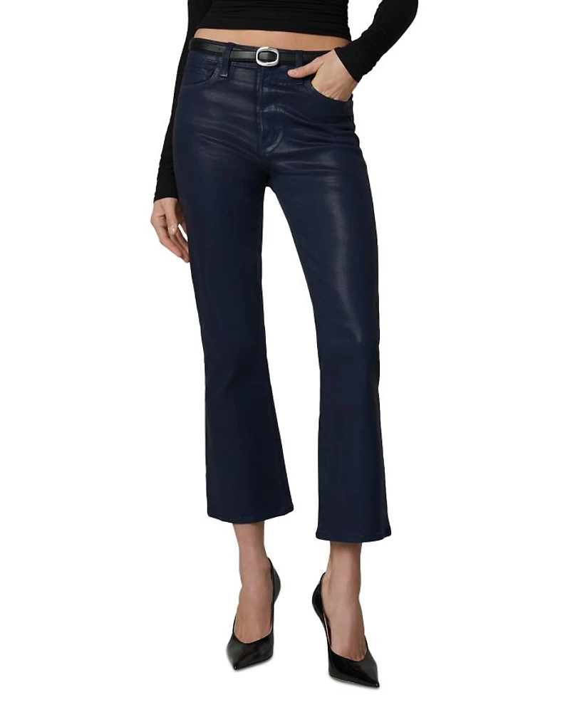 The Callie Coated High Rise Cropped Bootcut Jeans Navy