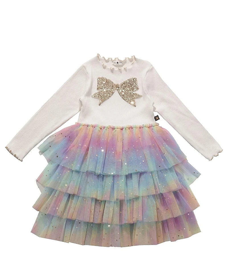 Petite Hailey Girls' Bow Layered Tutu Dress - Baby, Little Kid, Big Kid